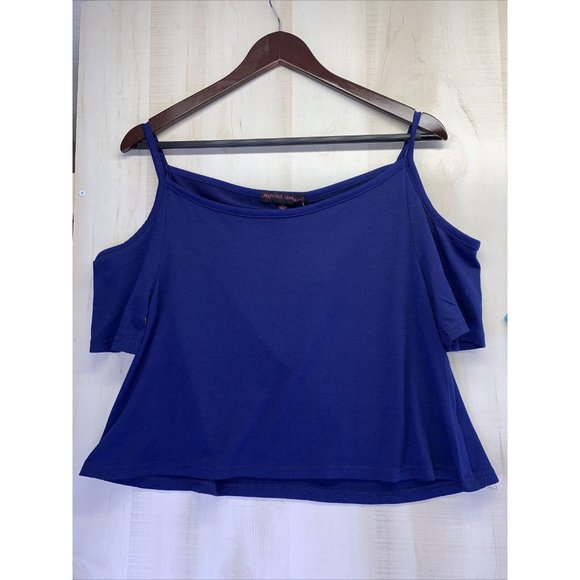 Laugh Out Loud Always Womens Lot Of 2 Blue Cold Shoulder Crop Tank Tops Size M- - Picture 3 of 8